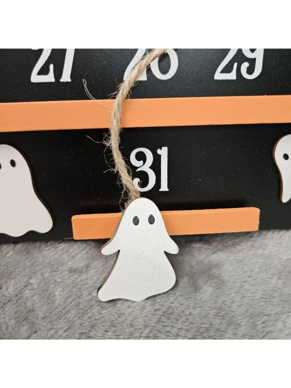 Halloween Countdown Calendar New Moveable Ghost Black Orange Frame Stand Wood